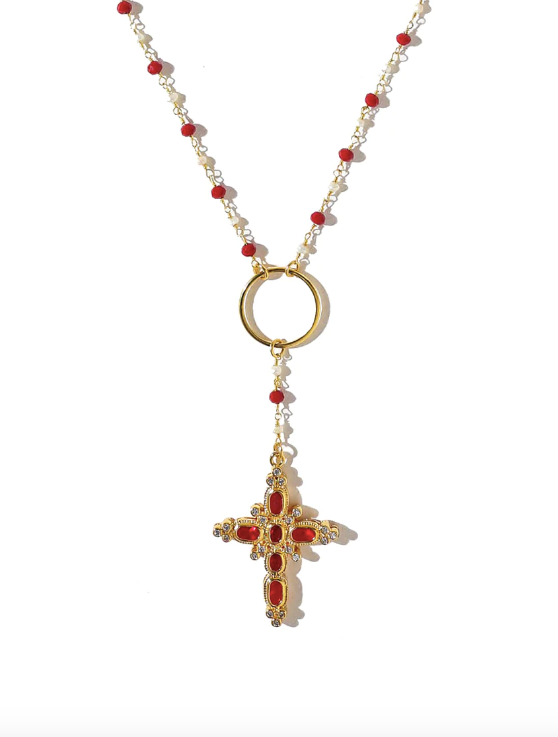 Aalia Ruby Rosary Necklace