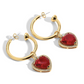 Ruby Heart Hoop Earrings