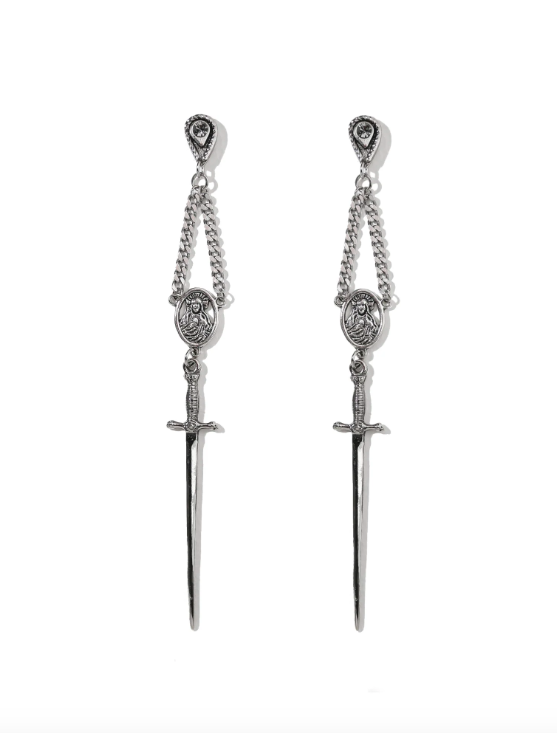 Amparo Rosary Earrings Silver