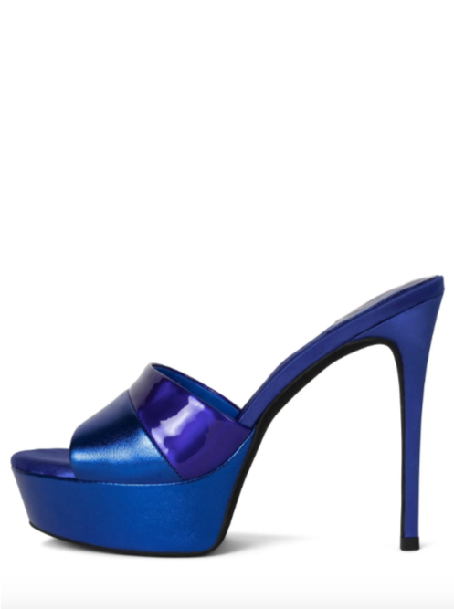 Borderline Heels by Jeffrey Campbell in Metallic Blue Color